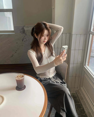 Delicate Fit Sheer Ribbed Slim Fit Crop Cardigan