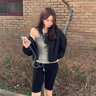 Daily Slim Compression Elastic Waist Biker Leggings