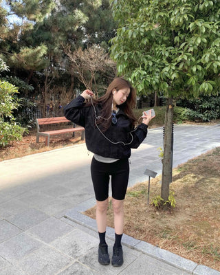 Daily Slim Compression Elastic Waist Biker Leggings