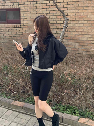 Daily Slim Compression Elastic Waist Biker Leggings