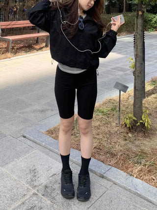 Daily Slim Compression Elastic Waist Biker Leggings