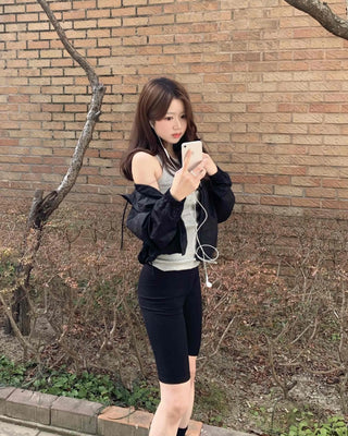 Daily Slim Compression Elastic Waist Biker Leggings
