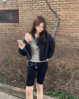 Daily Slim Compression Elastic Waist Biker Leggings