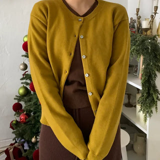 Olive Pearl Button Oversized Crop Cardigan
