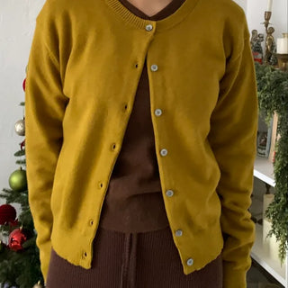 Olive Pearl Button Oversized Crop Cardigan