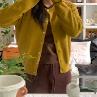 Olive Pearl Button Oversized Crop Cardigan
