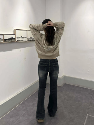 Center fade line washed straight denim pants