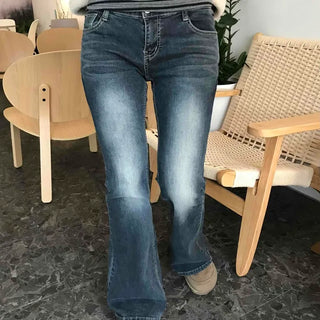 Center fade line washed straight denim pants