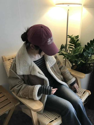 Oversized Zipper Crop Short Shearling Jacket