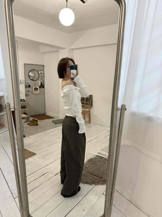 Center Pintuck Balloon Fit Long Slacks