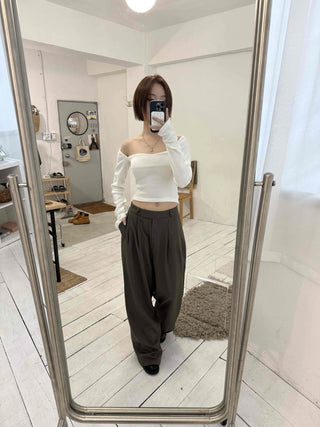 Center Pintuck Balloon Fit Long Slacks
