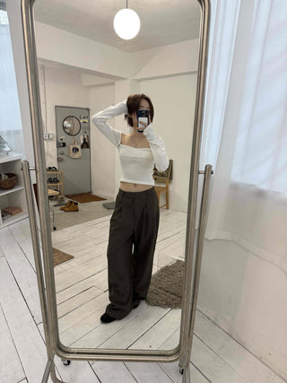 Center Pintuck Balloon Fit Long Slacks