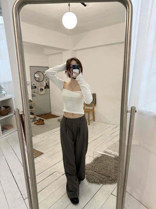 Center Pintuck Balloon Fit Long Slacks