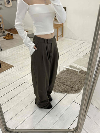 Center Pintuck Balloon Fit Long Slacks