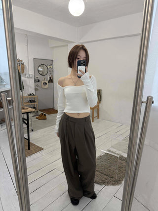 Center Pintuck Balloon Fit Long Slacks