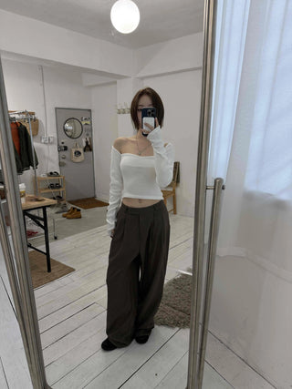 Center Pintuck Balloon Fit Long Slacks