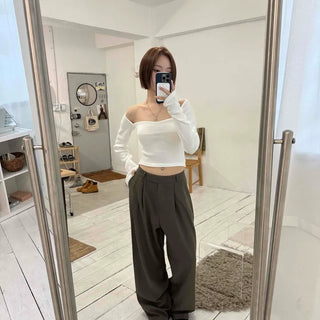 Center Pintuck Balloon Fit Long Slacks