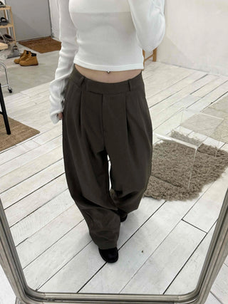 Center Pintuck Balloon Fit Long Slacks