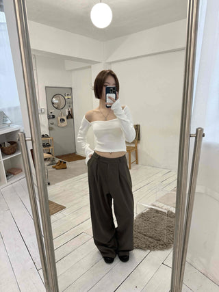 Center Pintuck Balloon Fit Long Slacks