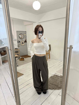 Center Pintuck Balloon Fit Long Slacks