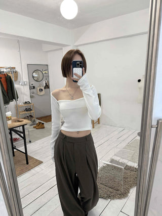 Center Pintuck Balloon Fit Long Slacks