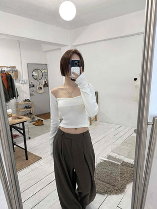 Center Pintuck Balloon Fit Long Slacks