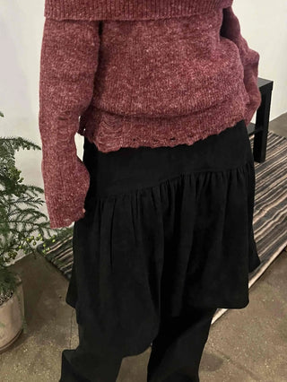 Pleated Balloon Silhouette Midi Skirt