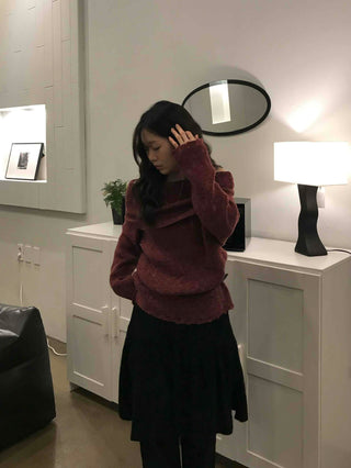 Pleated Balloon Silhouette Midi Skirt