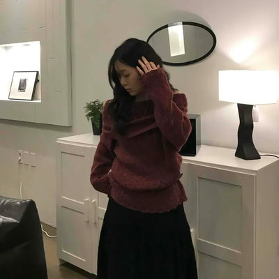 Vintage Polar Shirred Crop Half-Zip Knit