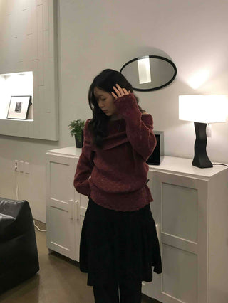 Vintage Polar Shirred Crop Half-Zip Knit