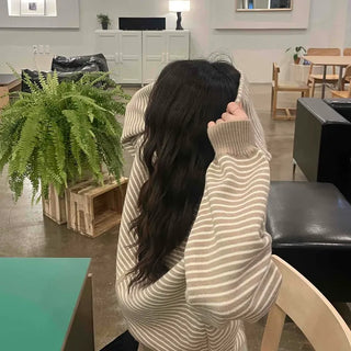 Soft Mood Half-Neck Border Loose Fit Zip-Up