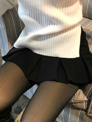 Classic Minimal Wrap Point Knit Skirt
