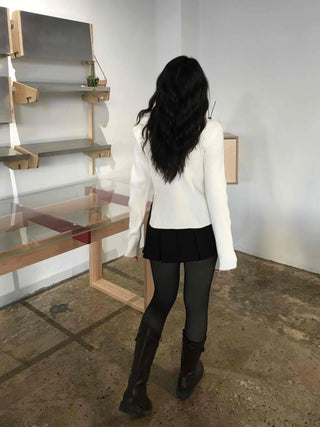 Classic Minimal Wrap Point Knit Skirt