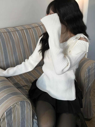 Classic Minimal Wrap Point Knit Skirt