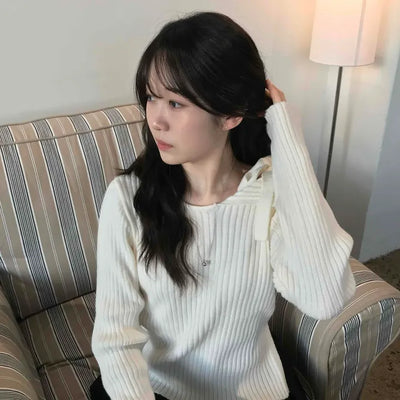 Soft Mood Loose Fit Rib Boat Neck Knit