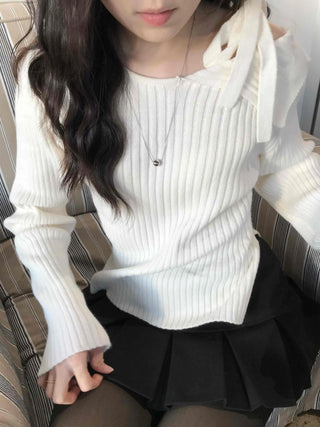 Soft Mood Loose Fit Rib Boat Neck Knit