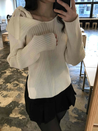 Soft Mood Loose Fit Rib Boat Neck Knit
