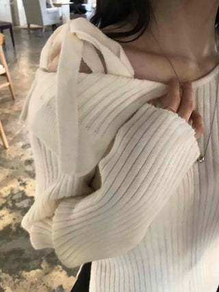 Soft Mood Loose Fit Rib Boat Neck Knit