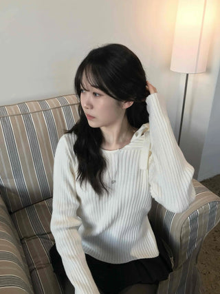 Soft Mood Loose Fit Rib Boat Neck Knit