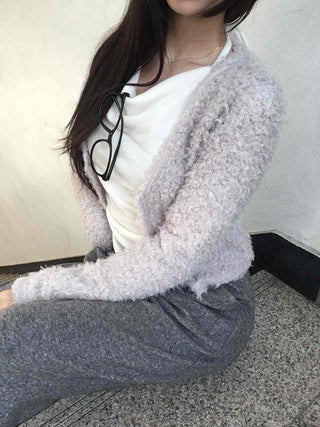 Lovely Feminine Fuzzy Fluffy Knit Cardigan
