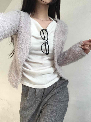 Lovely Feminine Fuzzy Fluffy Knit Cardigan