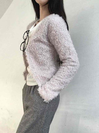 Lovely Feminine Fuzzy Fluffy Knit Cardigan