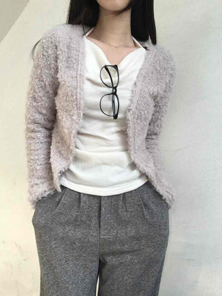 Lovely Feminine Fuzzy Fluffy Knit Cardigan