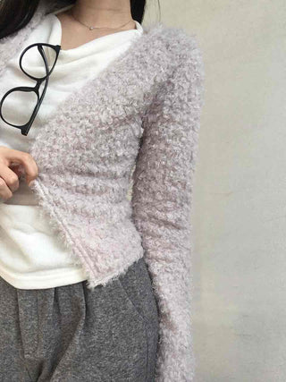 Lovely Feminine Fuzzy Fluffy Knit Cardigan