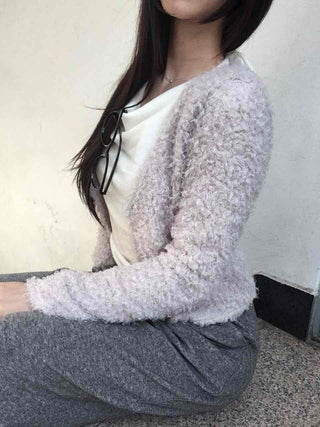 Lovely Feminine Fuzzy Fluffy Knit Cardigan