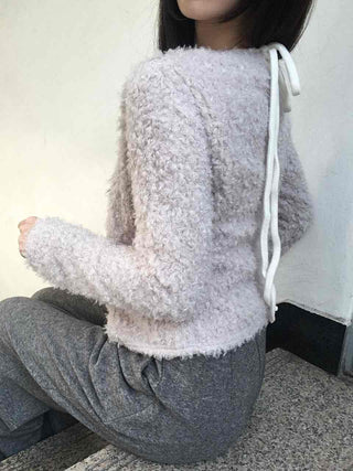 Lovely Feminine Fuzzy Fluffy Knit Cardigan