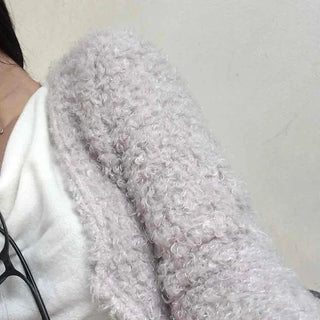 Lovely Feminine Fuzzy Fluffy Knit Cardigan