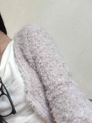 Lovely Feminine Fuzzy Fluffy Knit Cardigan