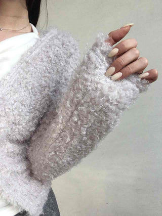 Lovely Feminine Fuzzy Fluffy Knit Cardigan