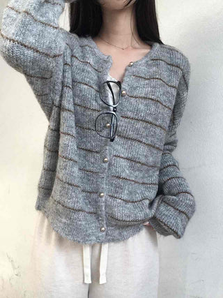 Volume Sleeve Two-Way Button Short Knit Cardigan